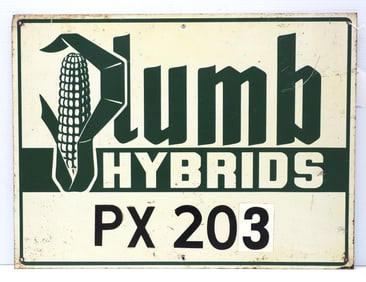 Plumb Hybrids seed corn plot sign