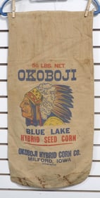 Okoboji Blue Lake Hybrid Seed Corn cloth seed bag