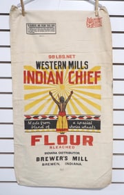 Western Mills Indian Chief Flour cloth flour bag