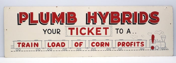 Plumb Hybrids seed corn sign