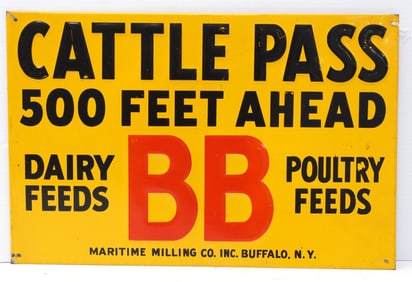 BB Dairy & Poultry Feeds, Cattle Pass sign
