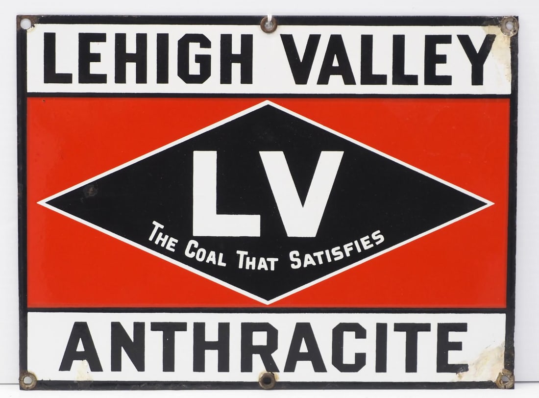 Lehigh Valley Anthracite coal sign: 11.5"x8.75" SSP Lehigh Valley Anthracite coal sign - Good with touch-up at corners