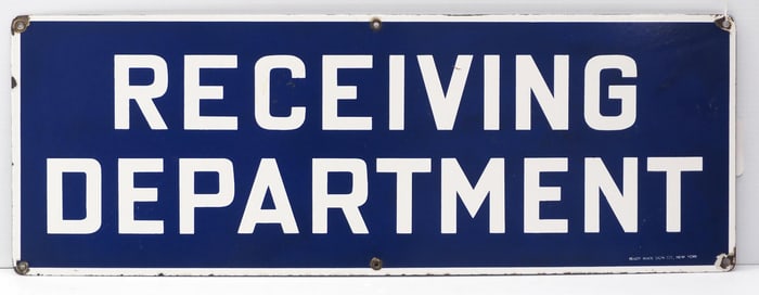 Old Store House Receiving Department sign