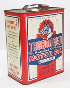 2-gallon Thorobred Motor Oil tin can