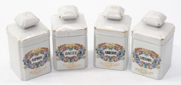 (4) Pharmacy medical containers with lids