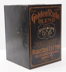 Golden Rule tin coffee bin