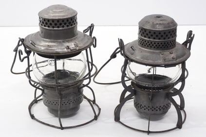 (2) Short globe railroad lanterns