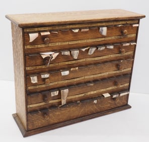 Oak country store label dispenser cabinet