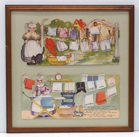 (2) Framed cardboard laundry calendars