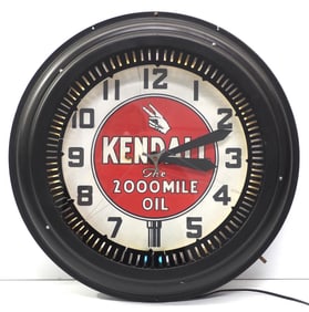 Kendall, The 2000 Mile Oil neon spinner clock