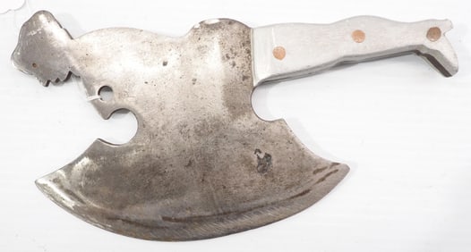 Figural meat cleaver with metal handle