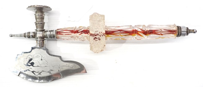 Meat cleaver with blade etched