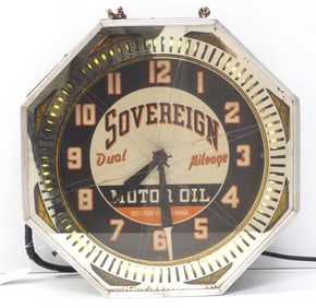 Sovereign Motor Oil neon spinner clock