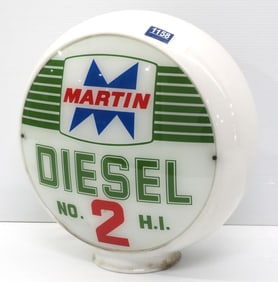 (2) Martin Diesel No.2 gas pump globe plates