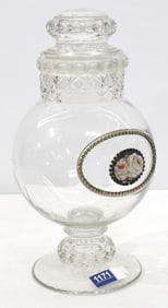 Large glass apothecary jar with lid