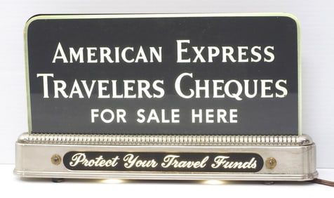 American Express Travelers Cheques desktop sign