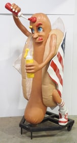 Oversized hotdog in a bun figure