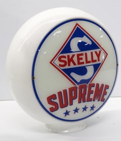 (2) Skelly Supreme gas pump globe plates