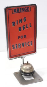 Store counter service bell with sign holder