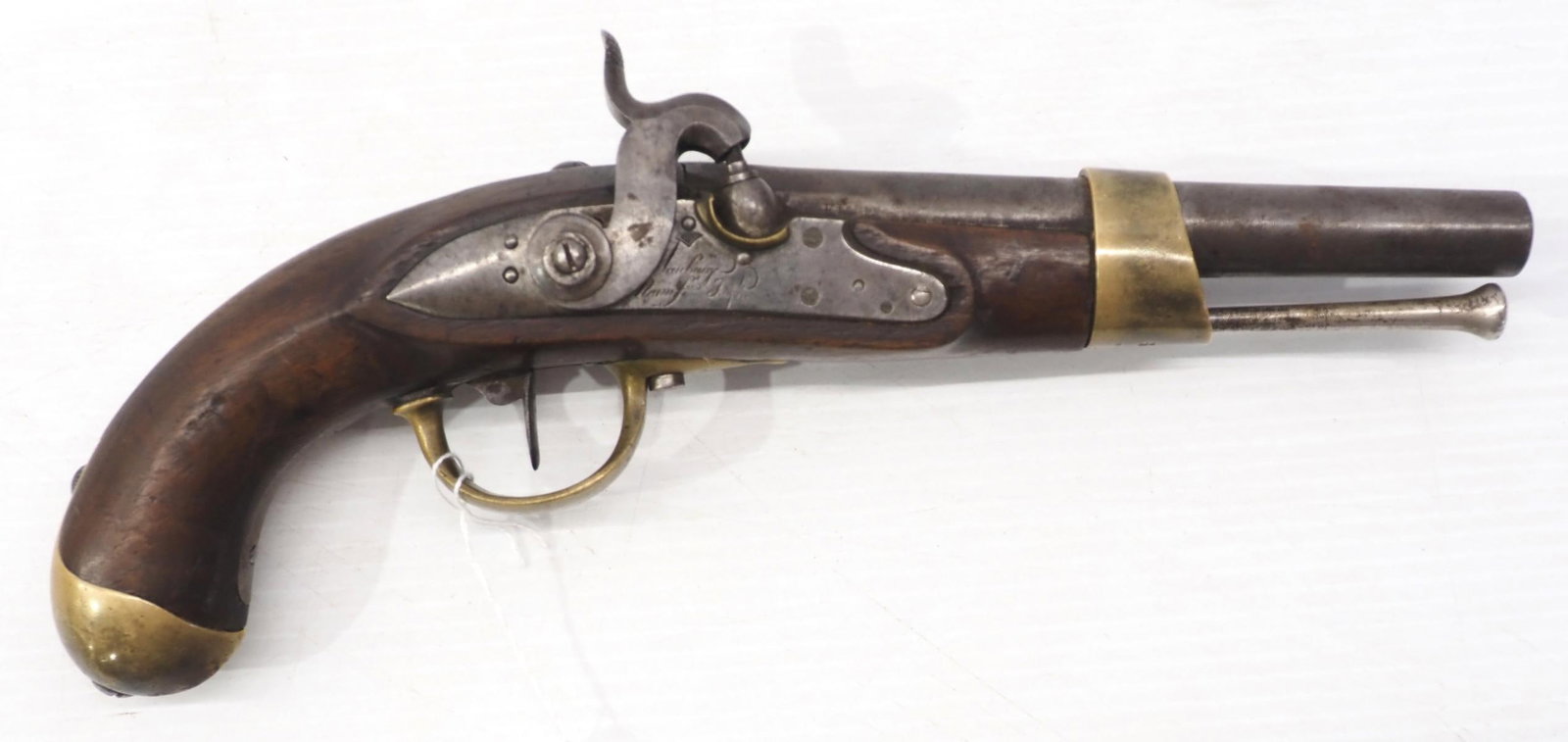 French 1810 Maubeuge Naval flintlock pistol: French 1810 Maubeuge Naval flintlock pistol with early factory conversion to cap and ball, WOW!
