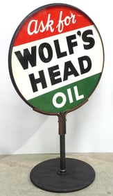 Ask For Wolf's Head Oil sign