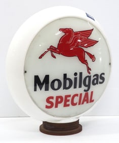 (2) Mobilgas Special gas pump globe plates