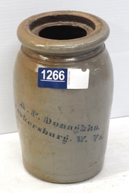 Crock with blue lettering