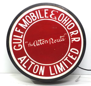 Gulf Mobile & Ohio RR railroad lighted sign