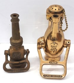 (2) Brass fire hose nozzles