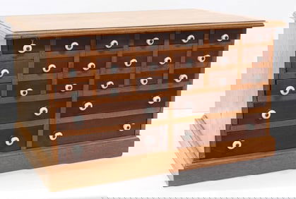 22-drawer wooden country store case