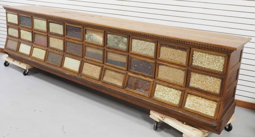 30-drawer wooden country store seed counter