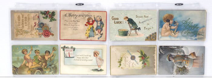 (16) Early New Years postcards