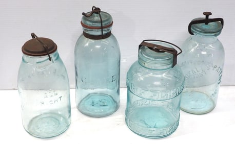 (4) Large glass canning jars