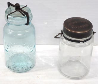(2) Glass 1-quart canning jars
