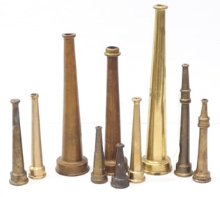 (10) Brass fire hose nozzles