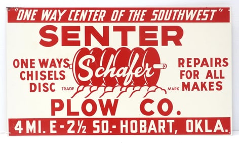 Senter Plow Co. repair company sign