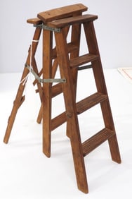 Salesman sample wooden folding ladder