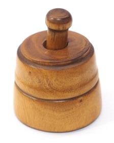 Wooden butter mold with bird (rooster?) design