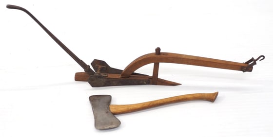 Salesman sample double bit axe & 1-bottom plow
