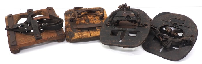 (6) Wood and cast iron horse muck shoes