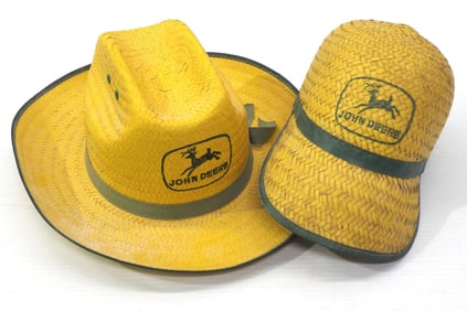 (2) John Deere straw hats