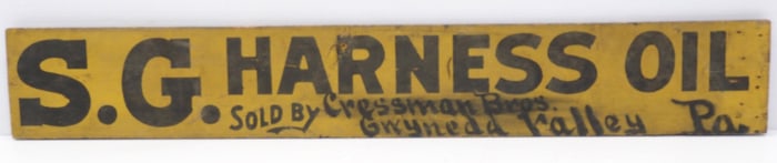 S.G. Harness Oil sign