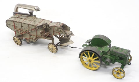 John Deere tractor & Arcade McCormick thresher