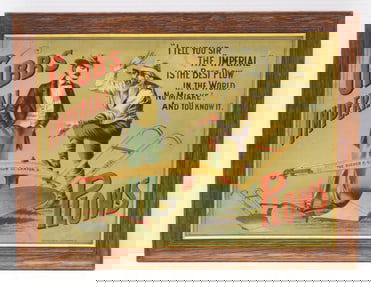 Embossed tin Gibbs Imperial Plows sign