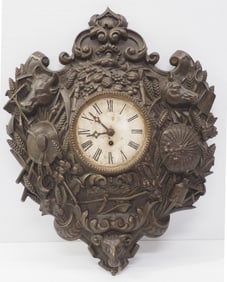 Cast iron decorative wall clock with farm images