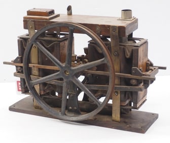 Model of pulley-driven leather bellows