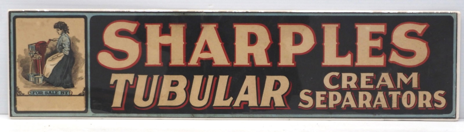 Sharples Tubular Cream Separators advertisement: 27"x6.5" cardboard Sharples Tubular Cream Separators advertisement - Very Good