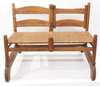 Unusual wooden wagon seat bench
