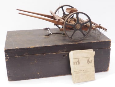 Salesman sample wooden dump rake