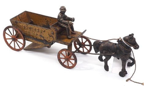 Cast iron horse drawn Contractors Dump Wagon
